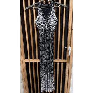 Danillo Boutique Maxi Dress Women Size M Black White Abstract Print Sleeveless